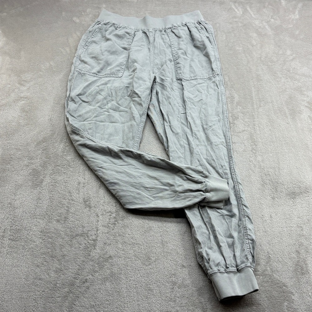 Faherty Arlie Day Jogger Pants Women's M Gray Linen Blend Elastic Waist Coastal